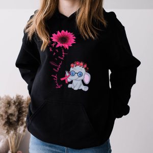 Breast Cancer Cute Elephant With Sunflower And Pink Ribbon Hoodie 3 5