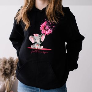 Breast Cancer Cute Elephant With Sunflower And Pink Ribbon Hoodie 3 6