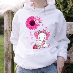 Breast Cancer Cute Elephant With Sunflower And Pink Ribbon Hoodie