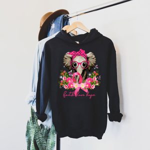 Breast Cancer Cute Elephant With Sunflower And Pink Ribbon Hoodie 4 3