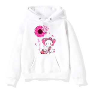 Breast Cancer Cute Elephant With Sunflower And Pink Ribbon Hoodie 4