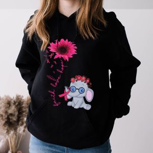 Breast Cancer Cute Elephant With Sunflower And Pink Ribbon Hoodie