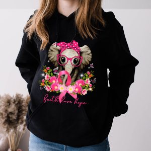 Breast Cancer Cute Elephant With Sunflower And Pink Ribbon Hoodie