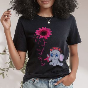 Breast Cancer Cute Elephant With Sunflower And Pink Ribbon T Shirt 2 1