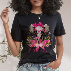 Breast Cancer Cute Elephant With Sunflower And Pink Ribbon T Shirt 2 3