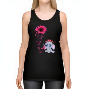 Breast Cancer Cute Elephant With Sunflower And Pink Ribbon Tank Top 2 1