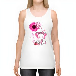 Breast Cancer Cute Elephant With Sunflower And Pink Ribbon Tank Top 2