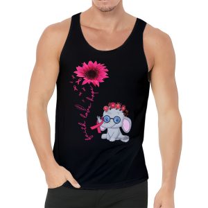 Breast Cancer Cute Elephant With Sunflower And Pink Ribbon Tank Top 3 1