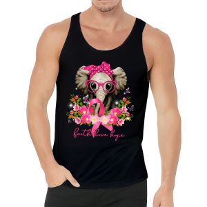 Breast Cancer Cute Elephant With Sunflower And Pink Ribbon Tank Top 3 3