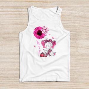 Breast Cancer Cute Elephant With Sunflower And Pink Ribbon Tank Top