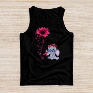 Breast Cancer Cute Elephant With Sunflower And Pink Ribbon Tank Top