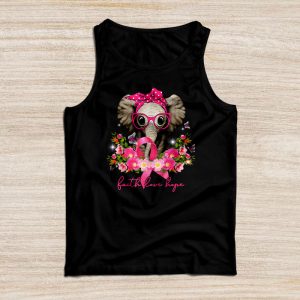 Breast Cancer Cute Elephant With Sunflower And Pink Ribbon Tank Top