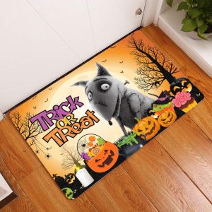 Bull Terrier Halloween Trick Or Treat Dog Doormat Welcome Mat