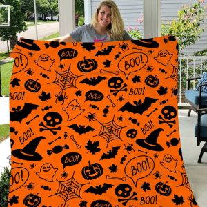 Candy Ghost Boo Halloween Gift Fleece Blanket