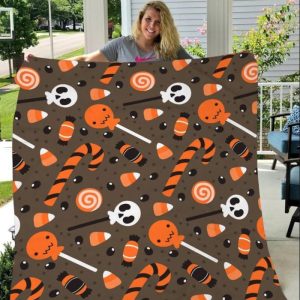 Candy Trick Or Treat Halloween Gift Fleece Blanket