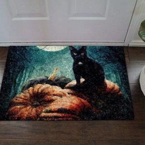 Cat Halloween Doormat Welcome Mat