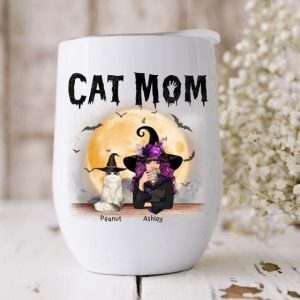 Cat Mom Halloween Wine Tumbler