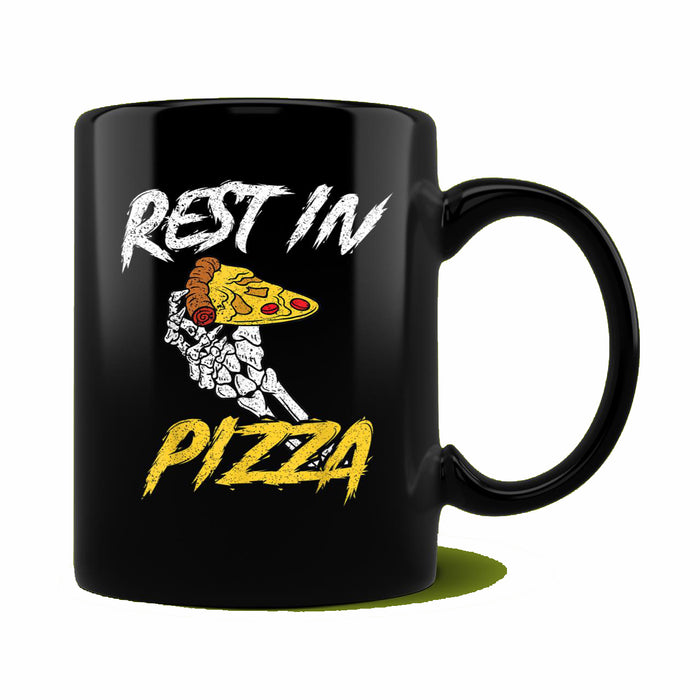 Ceramic Novelty Coffee Mug Funny Spooky Halloween Mug Funny Rest In Pizza Scary Skeleton Cheese Skull Spooky Halloween