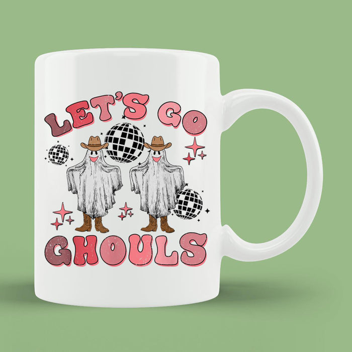 Ceramic Novelty Coffee Mug Funny Spooky Halloween Mug Lets Go Ghouls Disco Ball Ghost Spooky Halloween Party