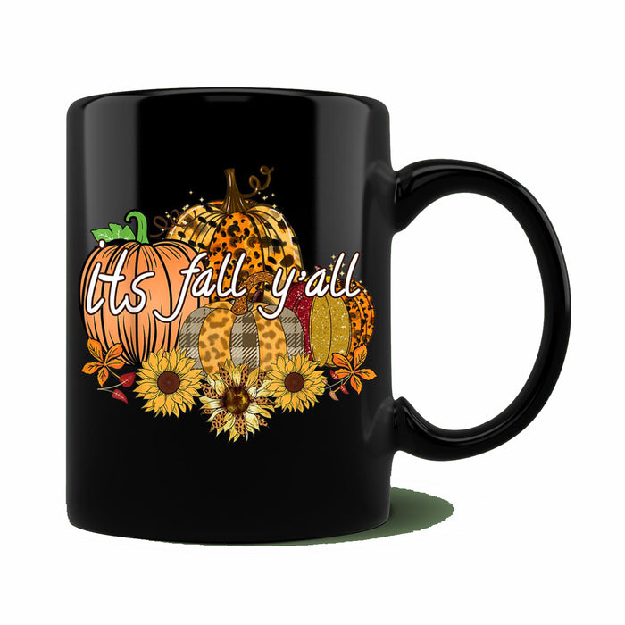 Ceramic Novelty Coffee Mug Leopard Pumpkin Happy Fall Yall Spooky Halloween Girls Women Mug