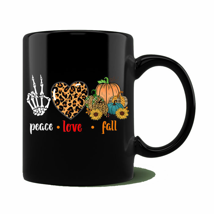 Ceramic Novelty Coffee Mug Peace Love Fall Leopard Pumpkin Spooky Halloween Sunflower Mug