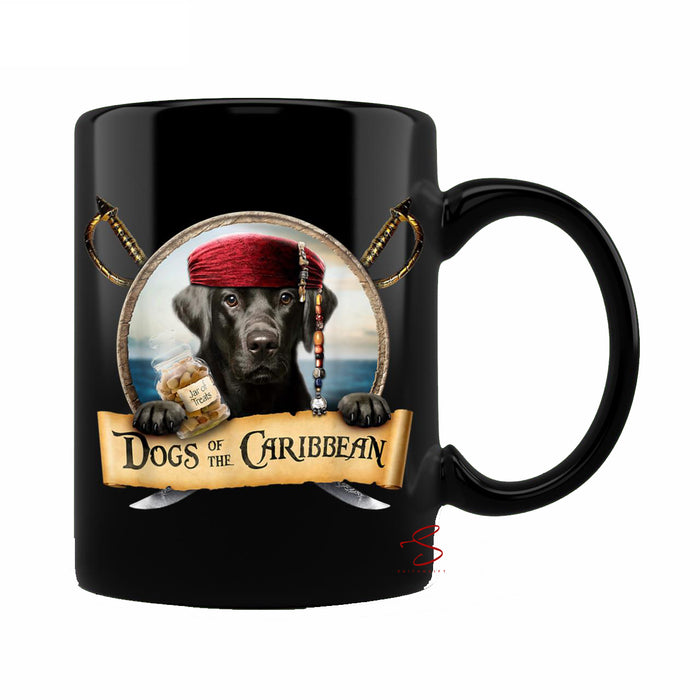 Ceramic Novelty Coffee Mug Spooky Halloween Dog Mug Dogs Of The Caribbean Cute Black Labrador Pirate