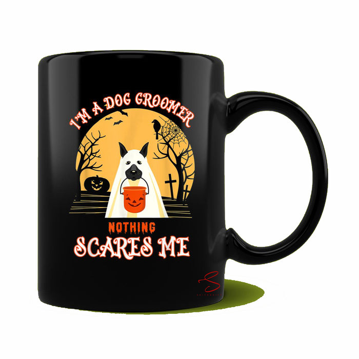 Ceramic Novelty Coffee Mug Spooky Halloween Dog Mug Funny Dog Groomer Grooming Mug Spooky Halloween Pet Puppy Gift