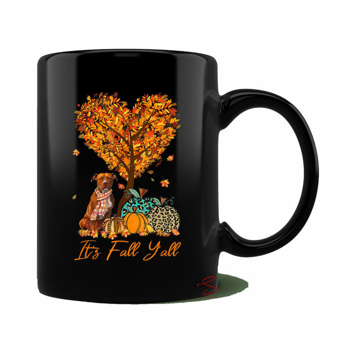 Ceramic Novelty Coffee Mug Spooky Halloween Dog Mug Its Fall Yall American Staffordshire Terrier Dog Spooky Halloween