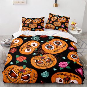 Cinco De Mayo Style Pumpkin Halloween Full Size Bedding & Pillowcase