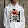 Coffee Drinking Skeleton Pumpkin Halloween Costume Women Hoodie