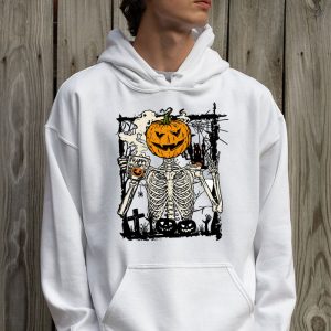 Coffee Drinking Skeleton Pumpkin Halloween Costume Women Hoodie 2 6