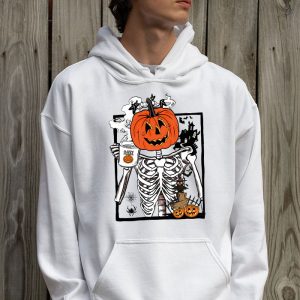 Coffee Drinking Skeleton Pumpkin Halloween Costume Women Hoodie 2 8