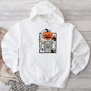 Coffee Drinking halloween shirt ideas Skeleton Pumpkin Halloween Special Hoodie 1