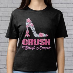 Crush Breast Cancer Bling Pink Ribbon Awareness October T Shirt 3 3