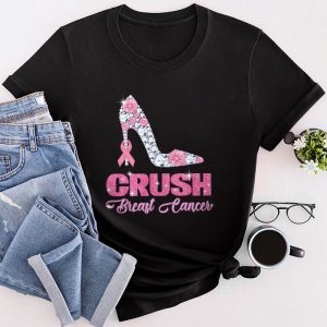 Crush Breast Cancer Bling Pink Ribbon Awareness October T-Shirt