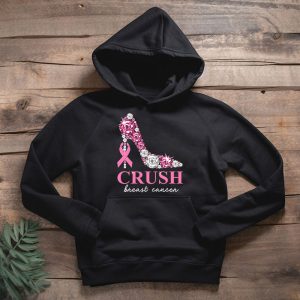 Crush Breast Cancer Bling Pink Ribbon awareness October Hoodie 2 2