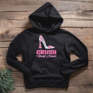 Crush Breast Cancer Bling Pink Ribbon awareness October Hoodie 2 3