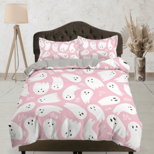 Cute Baby Ghost Pink Halloween Full Size Bedding & Pillowcase