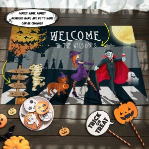 Dachshund Family Halloween Personalized Doormat Welcome Mat
