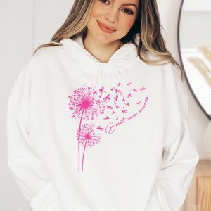 Dandelion Breast Cancer Awareness Pink Ribbon Support Gift Hoodie 1