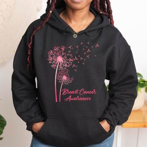 Dandelion Breast Cancer Awareness Pink Ribbon Support Gift Hoodie 1 5