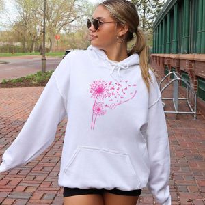 Dandelion Breast Cancer Awareness Pink Ribbon Support Gift Hoodie 2 3