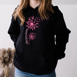 Dandelion Breast Cancer Awareness Pink Ribbon Support Gift Hoodie 3 4