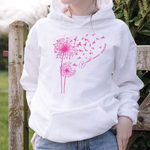Dandelion Breast Cancer Awareness Pink Ribbon Support Gift Hoodie