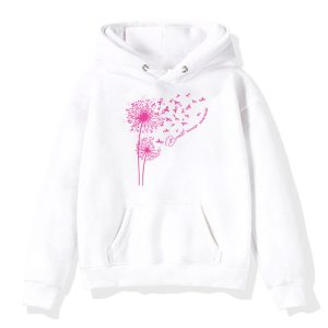 Dandelion Breast Cancer Awareness Pink Ribbon Support Gift Hoodie 4