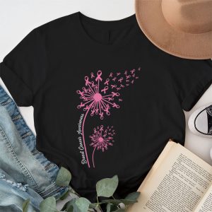 Dandelion Breast Cancer Awareness Pink Ribbon Support Gift T Shirt 1 1