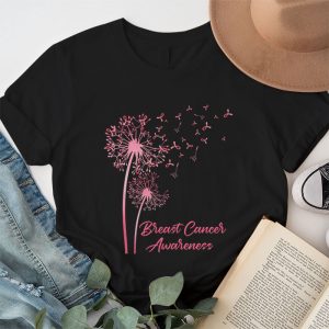 Dandelion Breast Cancer Awareness Pink Ribbon Support Gift T Shirt 1 2