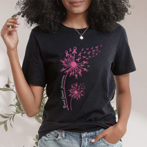 Dandelion Breast Cancer Awareness Pink Ribbon Support Gift T Shirt 2 1