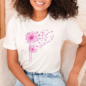 Dandelion Breast Cancer Awareness Pink Ribbon Support Gift T Shirt 2