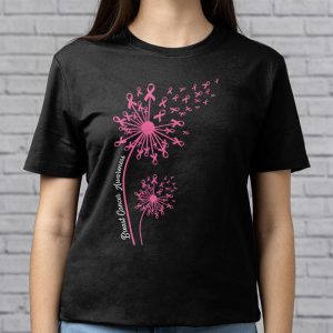 Dandelion Breast Cancer Awareness Pink Ribbon Support Gift T Shirt 3 1